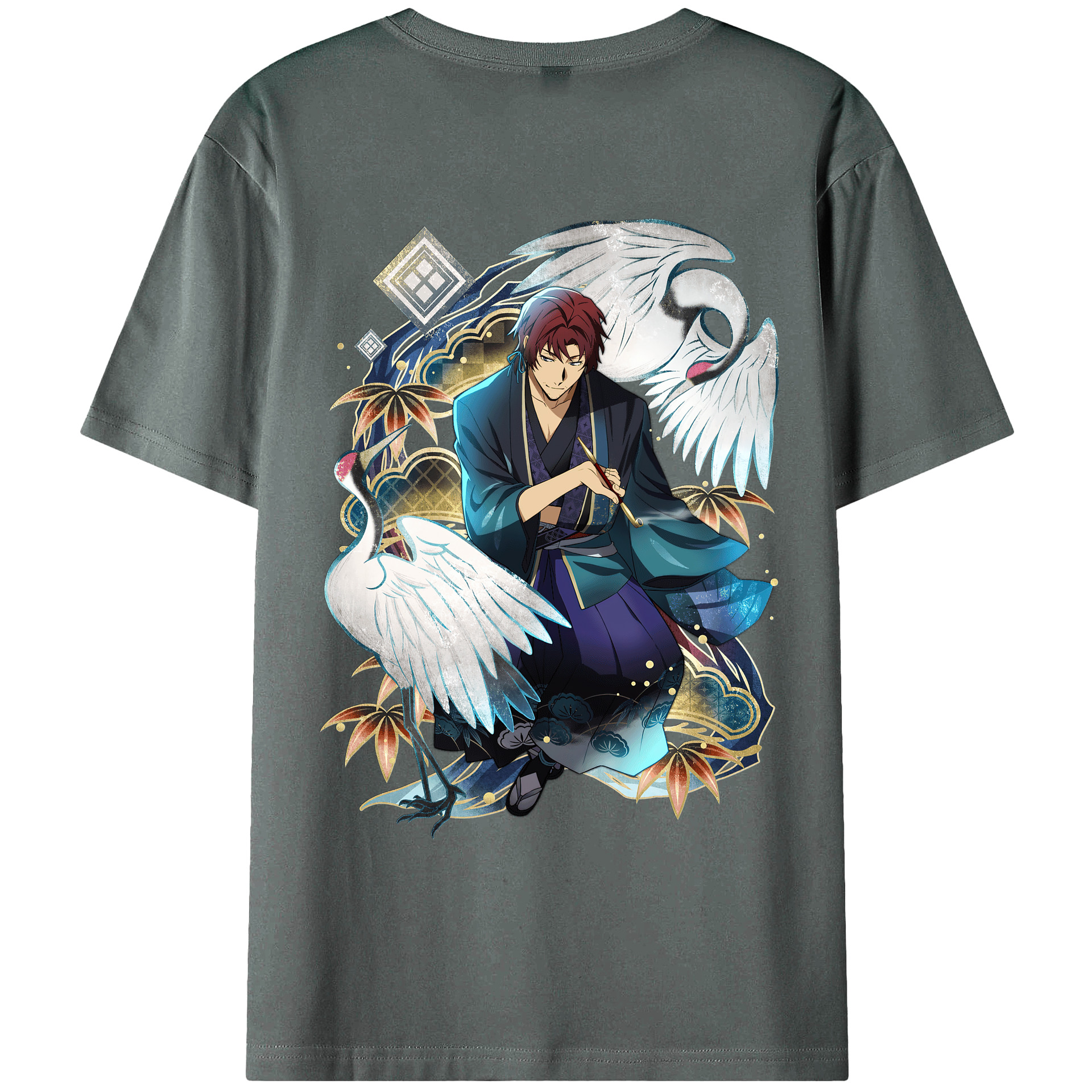（画像用） 文豪ストレイドッグス Bungo Stray Dogs 綿100％ メンズ半袖Tシャツ（バックプリント） 通気性